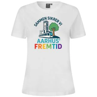 Sammen sikrer vi Aarhus fremtid Dame T-shirts i Hvid incl. Print