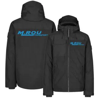 ID 0842 Hooded Vinterjakke i Sort ( Incl. lille M. Rou Transport logo på v/Bryst og stort logo på Ryg )
