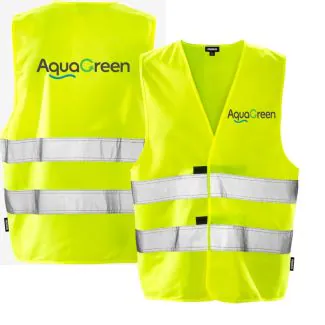 Fristads High-Vis Vest Kl. 2 - 501 i Gul ( Incl. lille AquaGreen logo på v/Bryst og stort logo på Ryg )