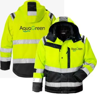 Fristads High-Vis Vinterjakke Kl. 3 - 4043 i Gul/Sort ( Incl. lille AquaGreen logo på v/Bryst og stort logo på Ryg )