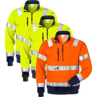Fristads 100134 Hi Vis lynlås Sweatshirt kl.3 728 / Arbejdstrøje