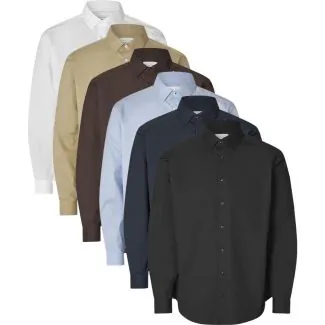 Seven Seas S66 Poplin Skjorte i stretch med lomme på venstre ærme til kuglepenne