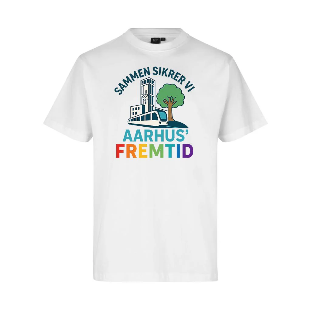 Sammen sikrer vi Aarhus fremtid T-shirts i Hvid incl. Print
