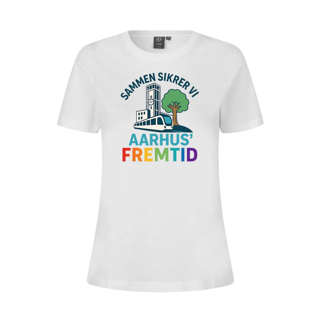 Sammen sikrer vi Aarhus fremtid Dame T-shirts i Hvid incl. Print