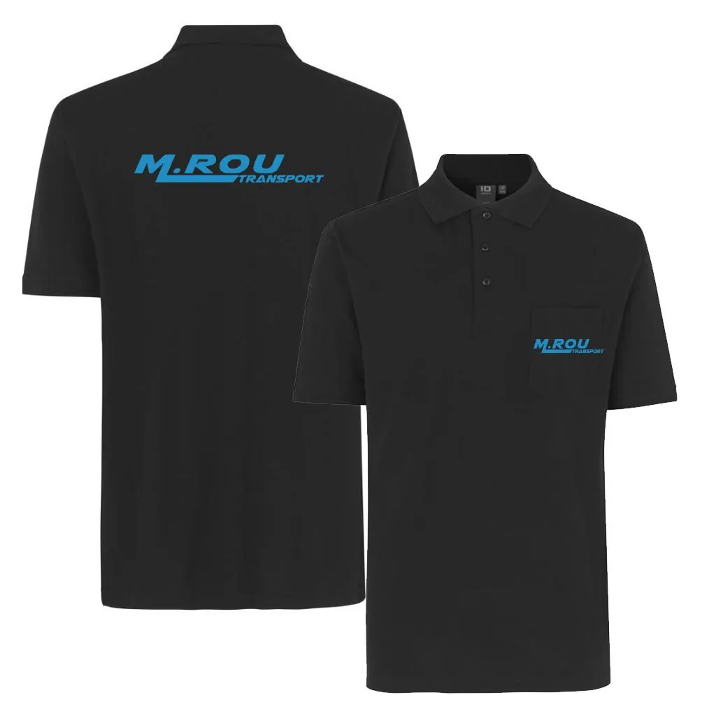 ID 0520 Poloshirts med brystlomme i Sort ( Incl. lille M. Rou Transport logo på v/Brystlomme og stort logo på Ryg )