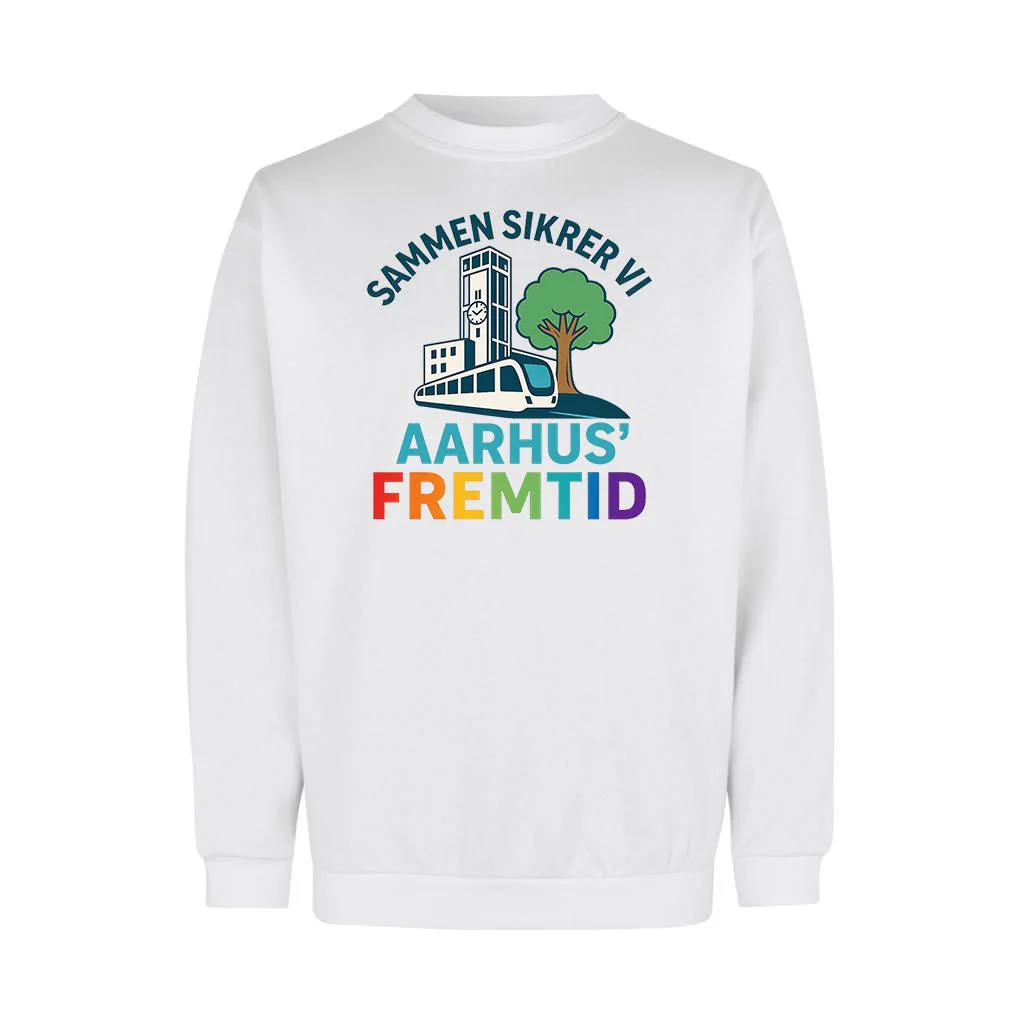 Sammen sikrer vi Aarhus fremtid Sweatshirt i Hvid incl Print