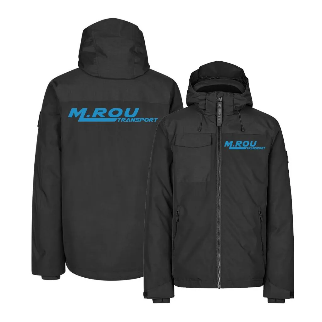 ID 0842 Hooded Vinterjakke i Sort ( Incl. lille M. Rou Transport logo på v/Bryst og stort logo på Ryg )