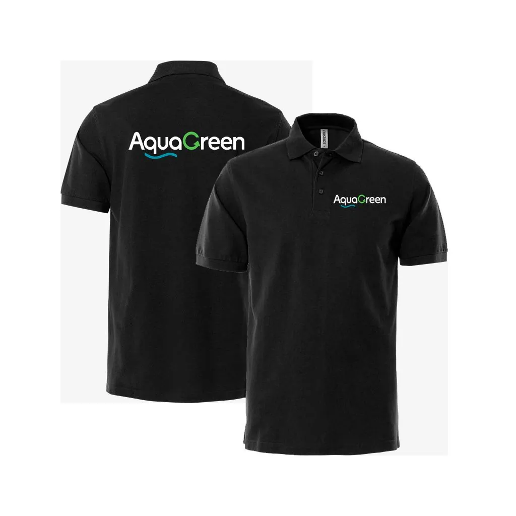Acode Heavy Poloshirts i Sort ( Incl. lille AquaGreen logo på v/Bryst og stort logo på Ryg )