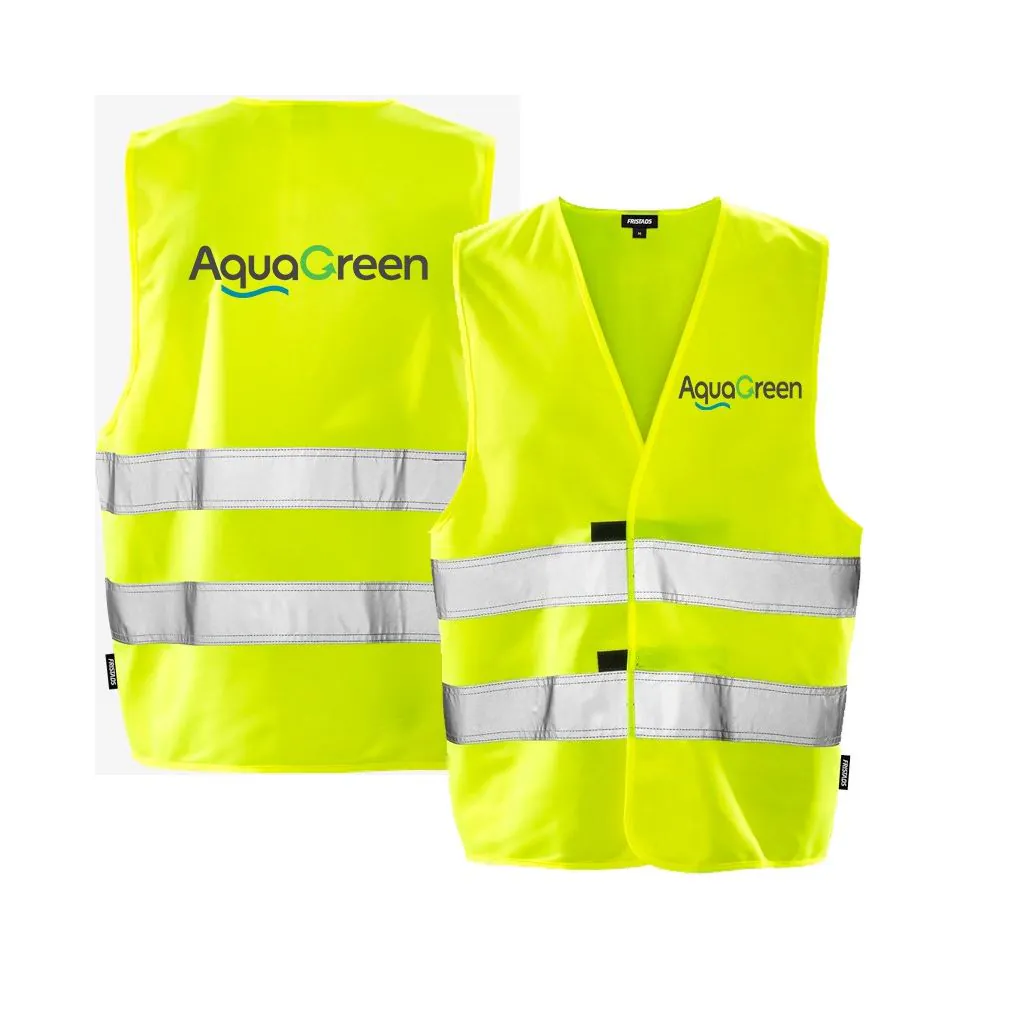 Fristads High-Vis Vest Kl. 2 - 501 i Gul ( Incl. lille AquaGreen logo på v/Bryst og stort logo på Ryg )