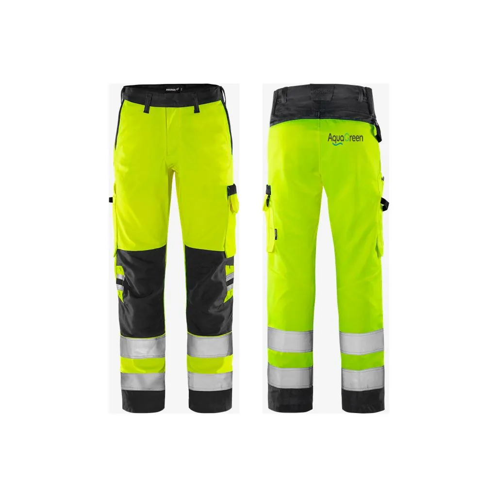 Fristads High-Vis Green Arbejdsbukser Kl.2 - 2651 i Gul/Sort ( Incl. lille AquaGreen logo på H/Baglomme )
