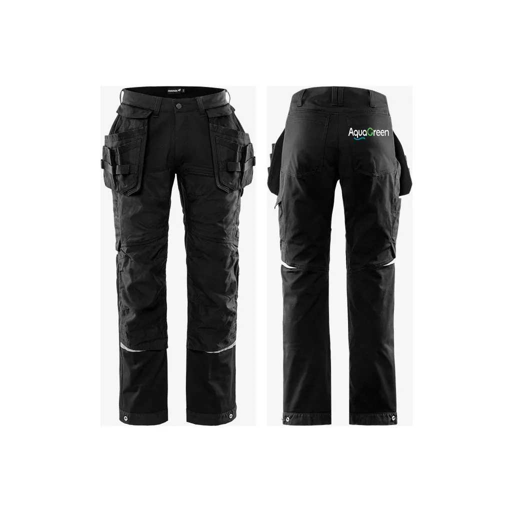 Fristads Hånsværkerbukser med Stretch - 2830 i Sort ( Incl. lille AquaGreen logo på H/Baglomme )