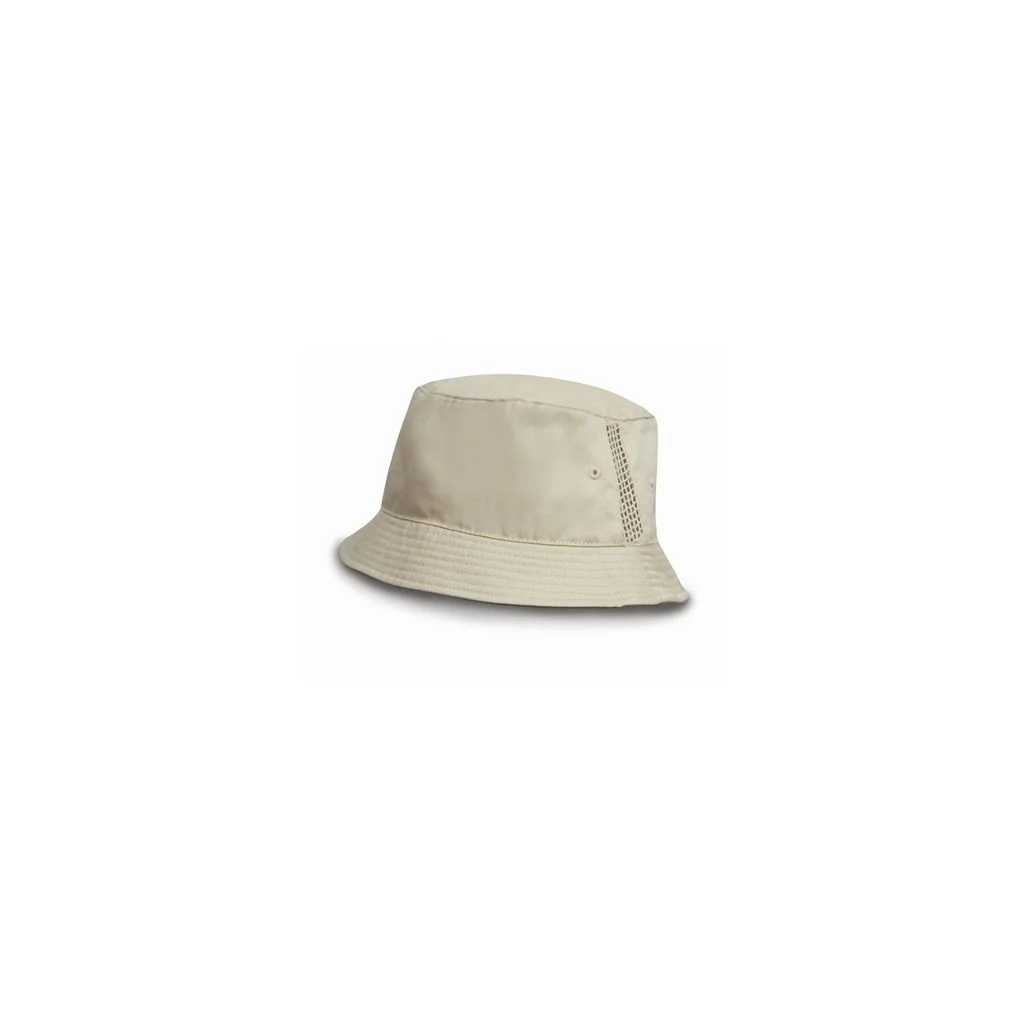Result Headwear RH45, Hatte Deluxe Washed Cotton Bucket Hat With Side Mesh Panels
