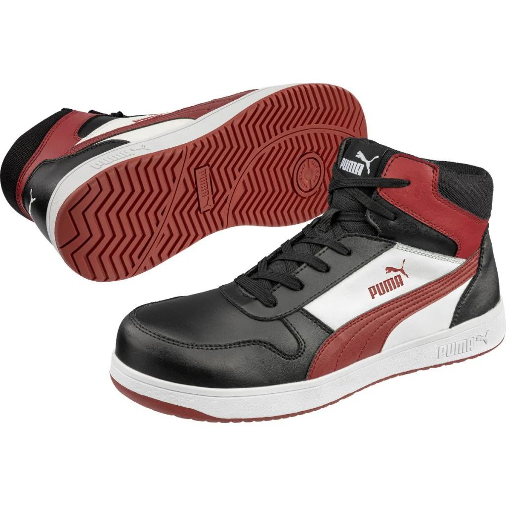 Puma Frontcourt sikkerhedsstøvlet blk/whit/red - Mid S3L - ESD
