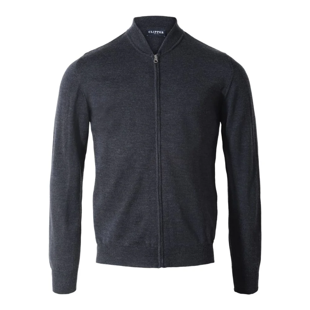 Clipper 50107 milan strikcardigan med merinould, cardigan bomber Herre