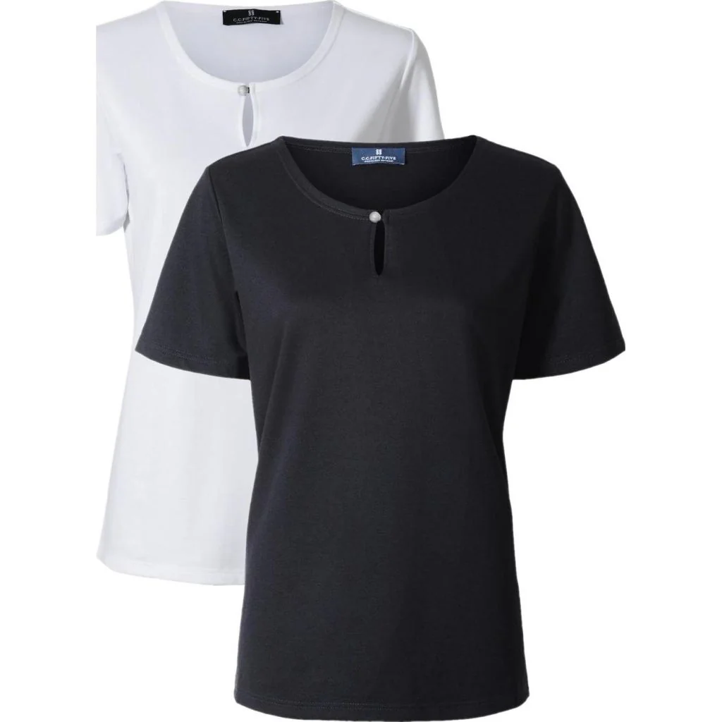 CC55 50173 nice blouse boat neck tear drop ss Dame