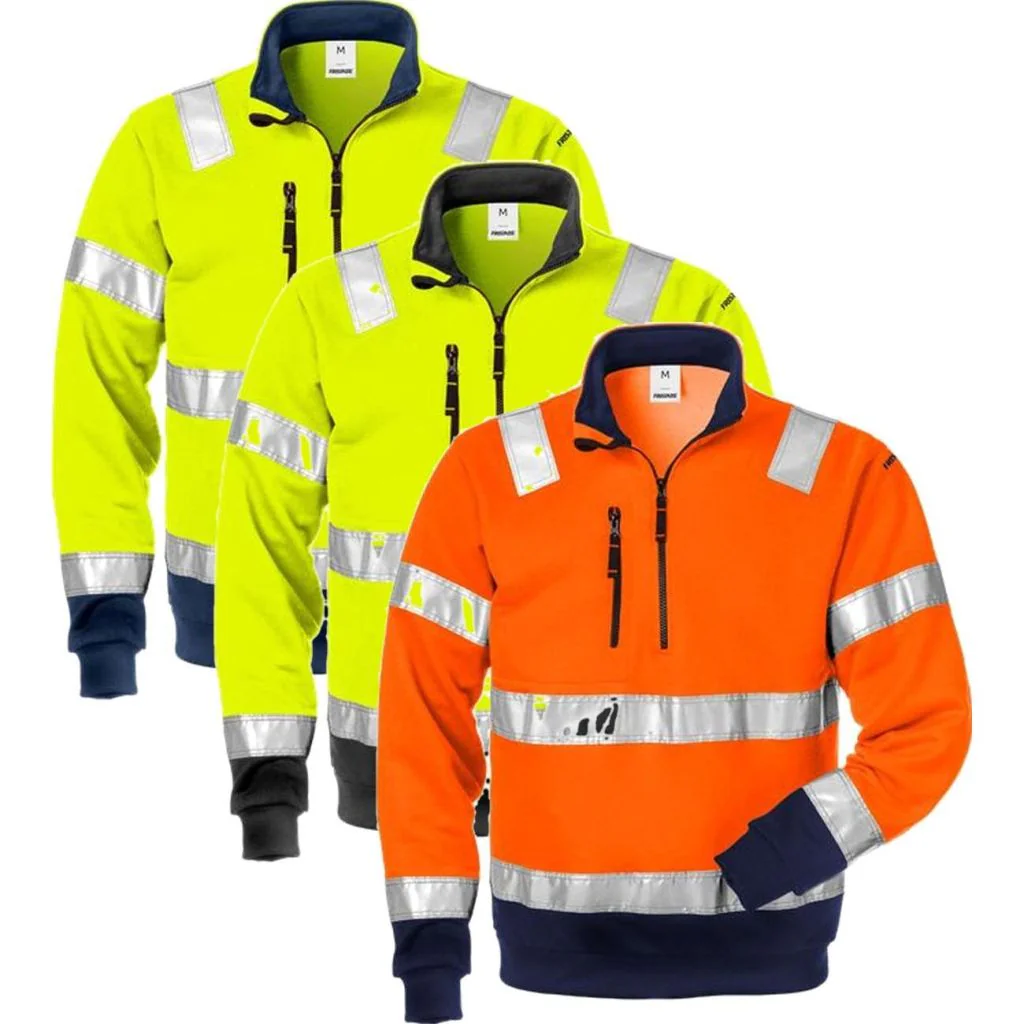 Fristads 100134 Hi Vis lynlås Sweatshirt kl.3 728 / Arbejdstrøje