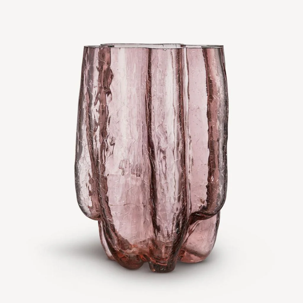 Kosta Boda Crackle Vase Pink 370Mm