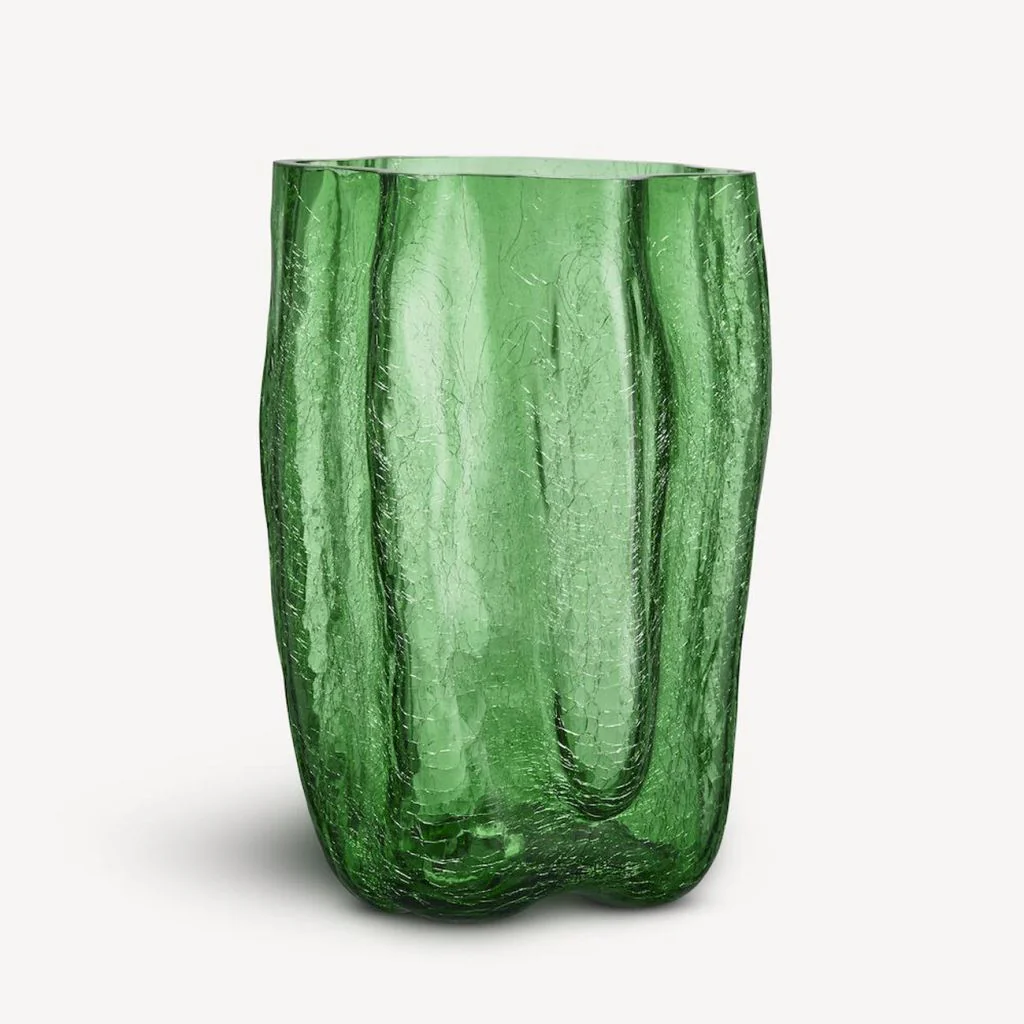 Kosta Boda Crackle Vase Dark Green 370Mm