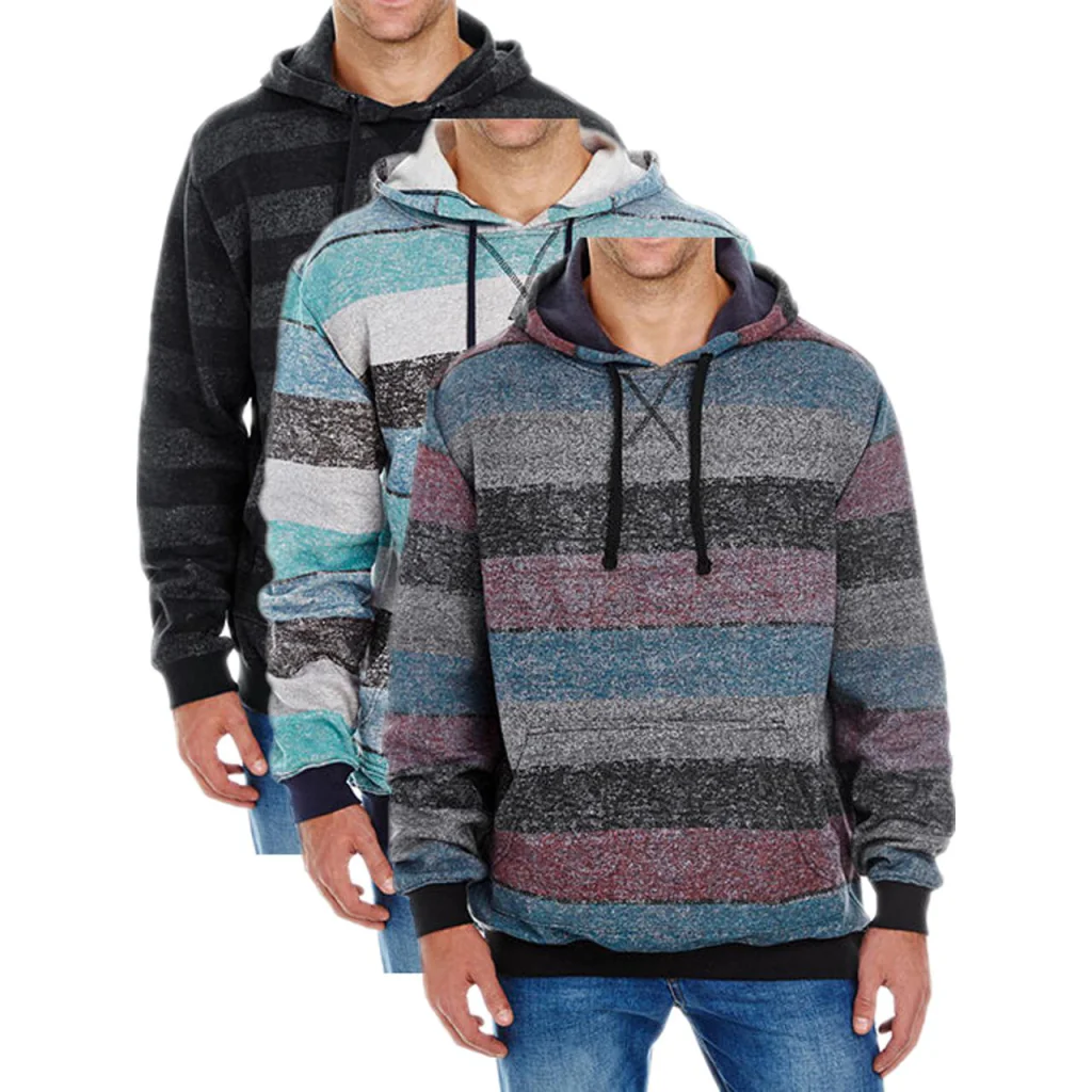 Burnside BU8603, Pullover Hættetrøje - Printed Striped Marl Pullover