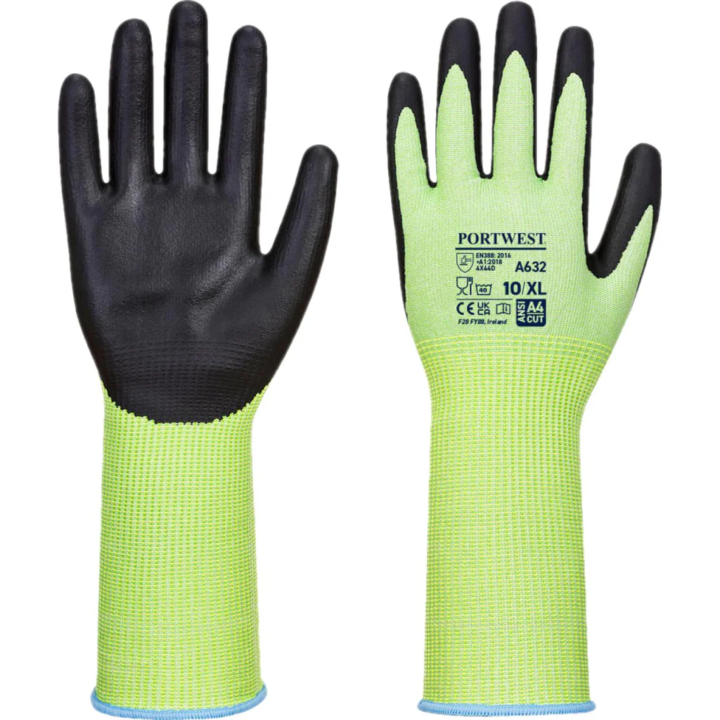 Portwest A632 Grøn cut handske lang manchet