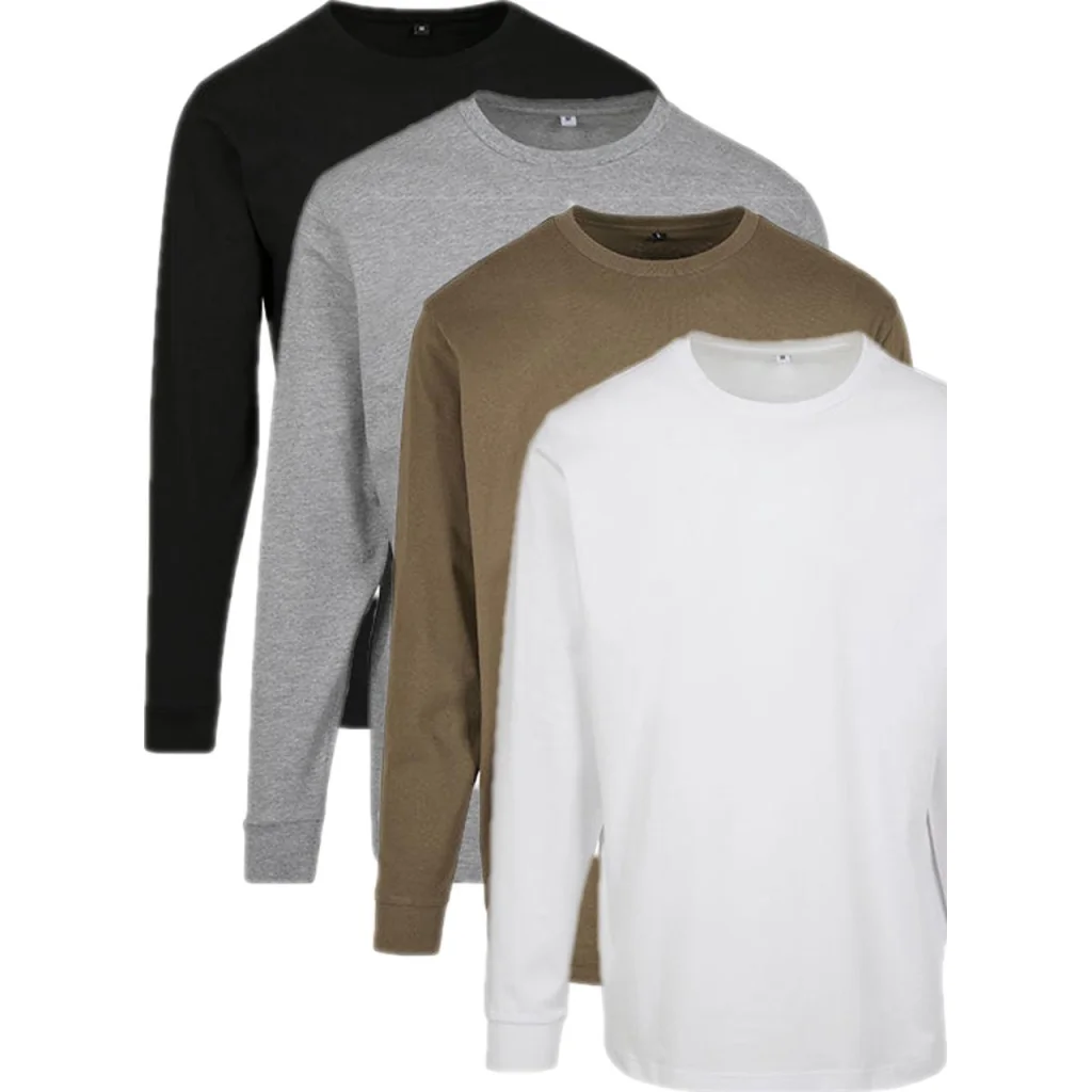 Build Your Brand BY091, T-shirts Long Sleeve Tee With Cuffrib