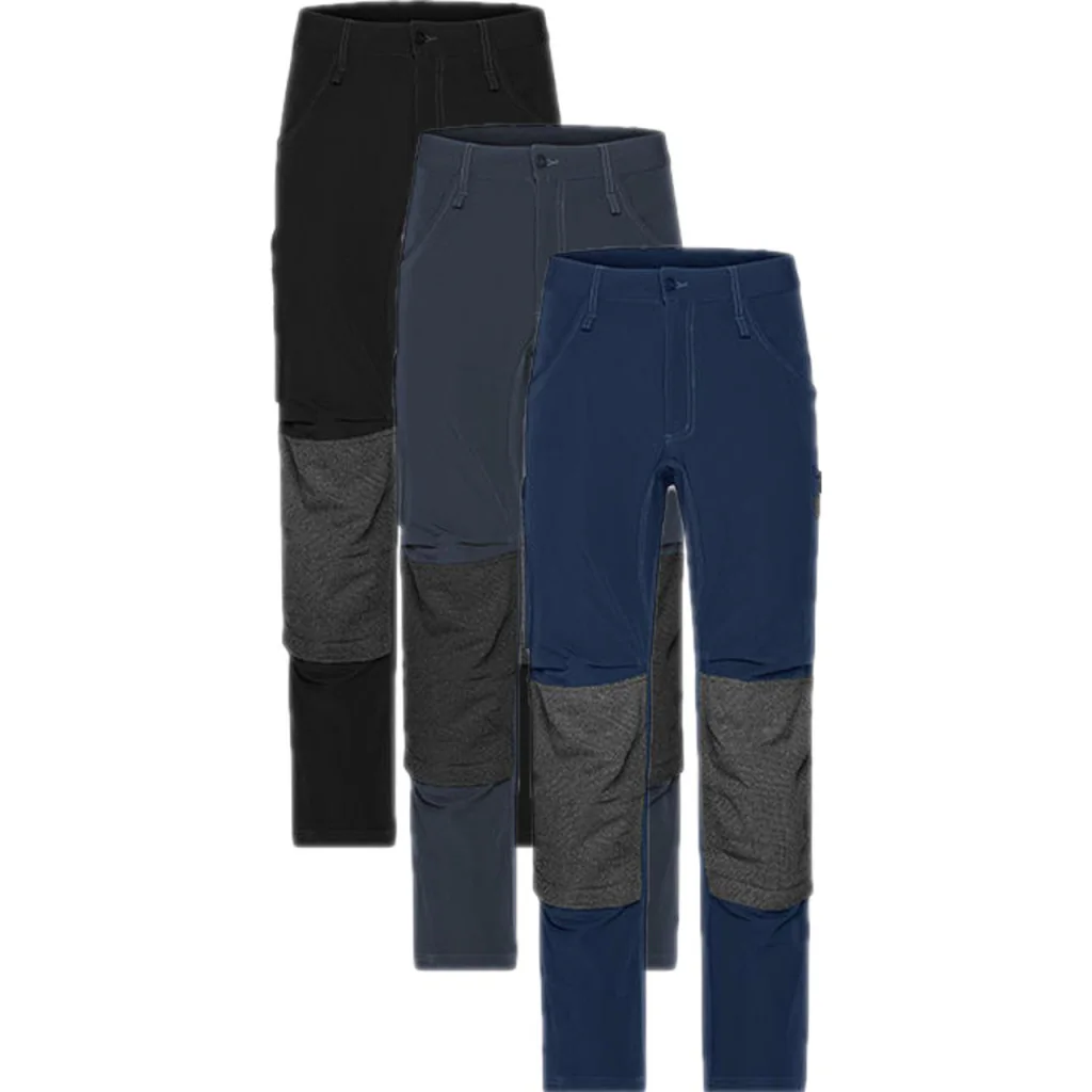 James & Nicholson JN1813, Arbejdsbukser med stretch, Workwear Pants 4-Way Stretch Slim Line