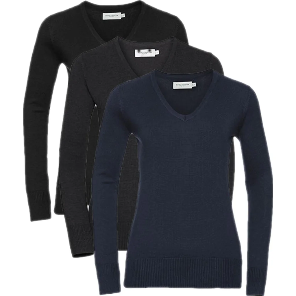 Russell Collection Z710F, Sweater Ladies´ V-Neck Knitted Pullover
