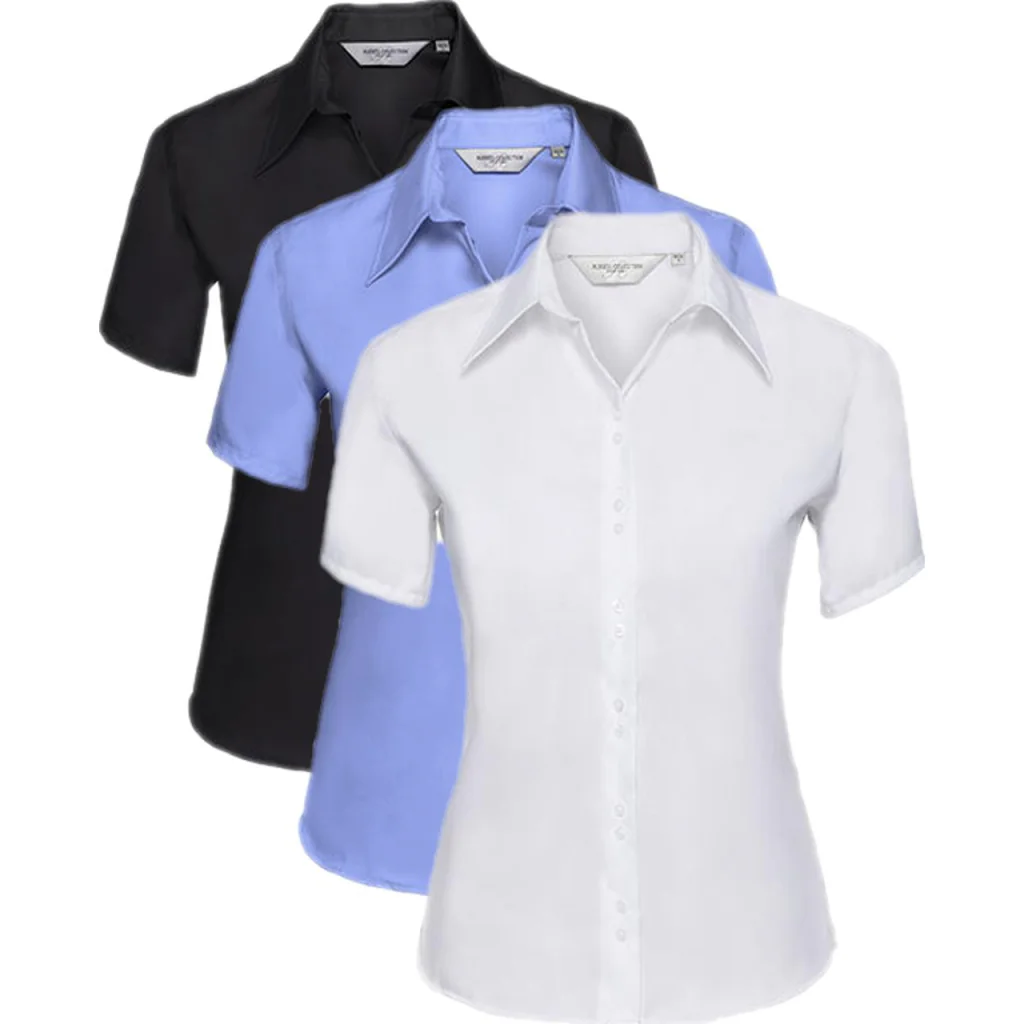 Russell Collection Z957F, Skjorter Ladies´ Short Sleeve Tailored Ultimate Non-Iron Shirt