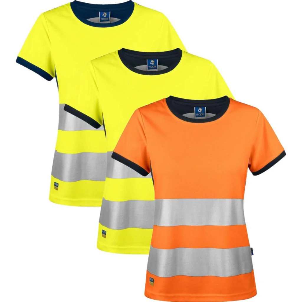 ProJob 646012 6012 dame t-shirt en iso 20471 klasse 2 / Arbejds T-shirt