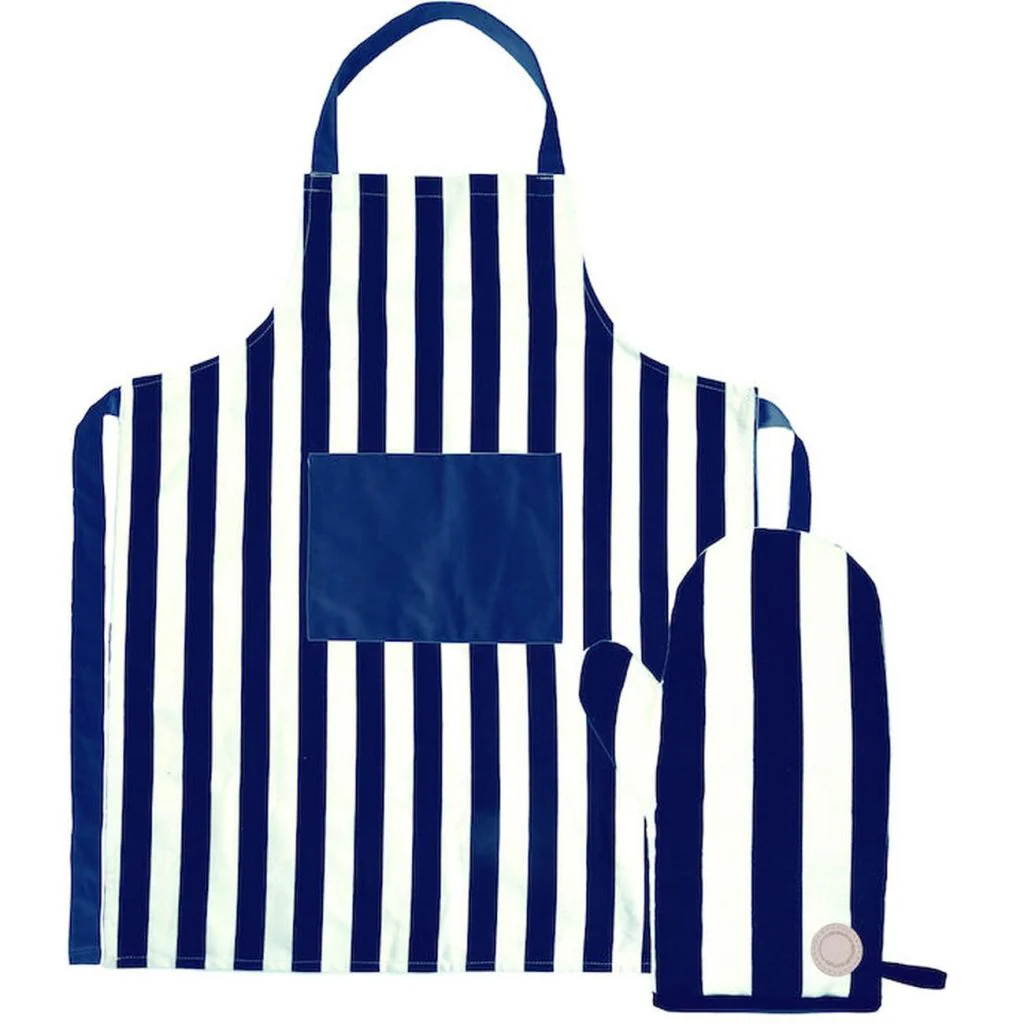 Sagaform Aron Forklæde & Grillhandskesæt (12) Blå/Beige