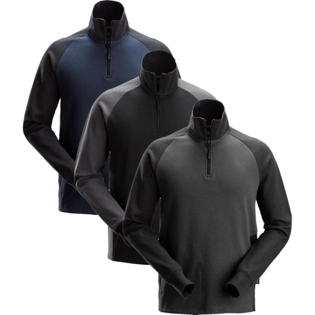 Snickers 2841 tofarvet sweatshirt med kort lynlås / Arbejdstrøje / Trøje