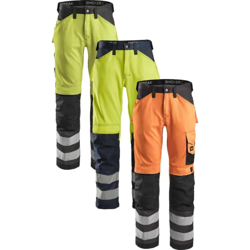 Snickers 3333 high-vis bukser, klasse 2 / Arbejdsbukser