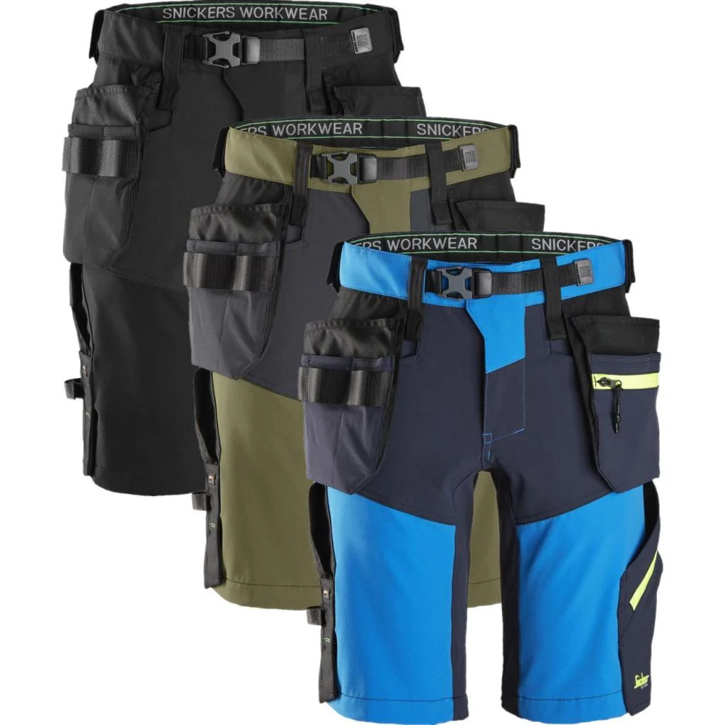 Snickers 6140 flexiwork, softshell stretch arbejdsshorts+ med hylsterlommer / Hængelommer