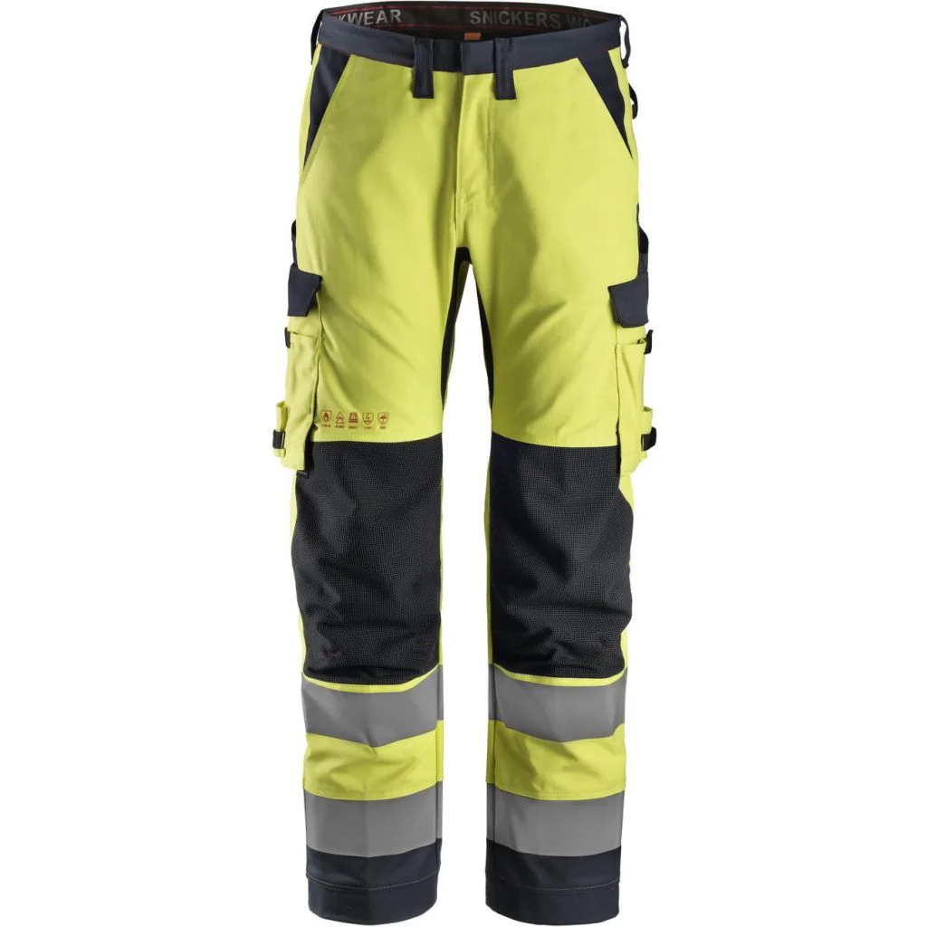 Snickers 6361 protecwork, high-vis arbejdsbukser med ens lårlommer, klasse 2 / Arbejdsbukser