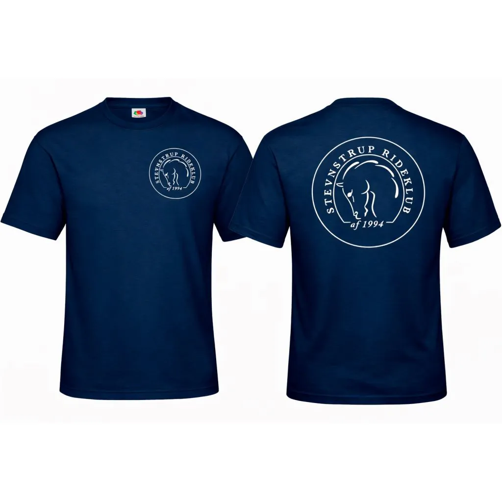Stevnstrup Rideklub T-shirts i Navy (Incl. Stevnstrup Rideklub logo på Bryst og stort på Ryg)