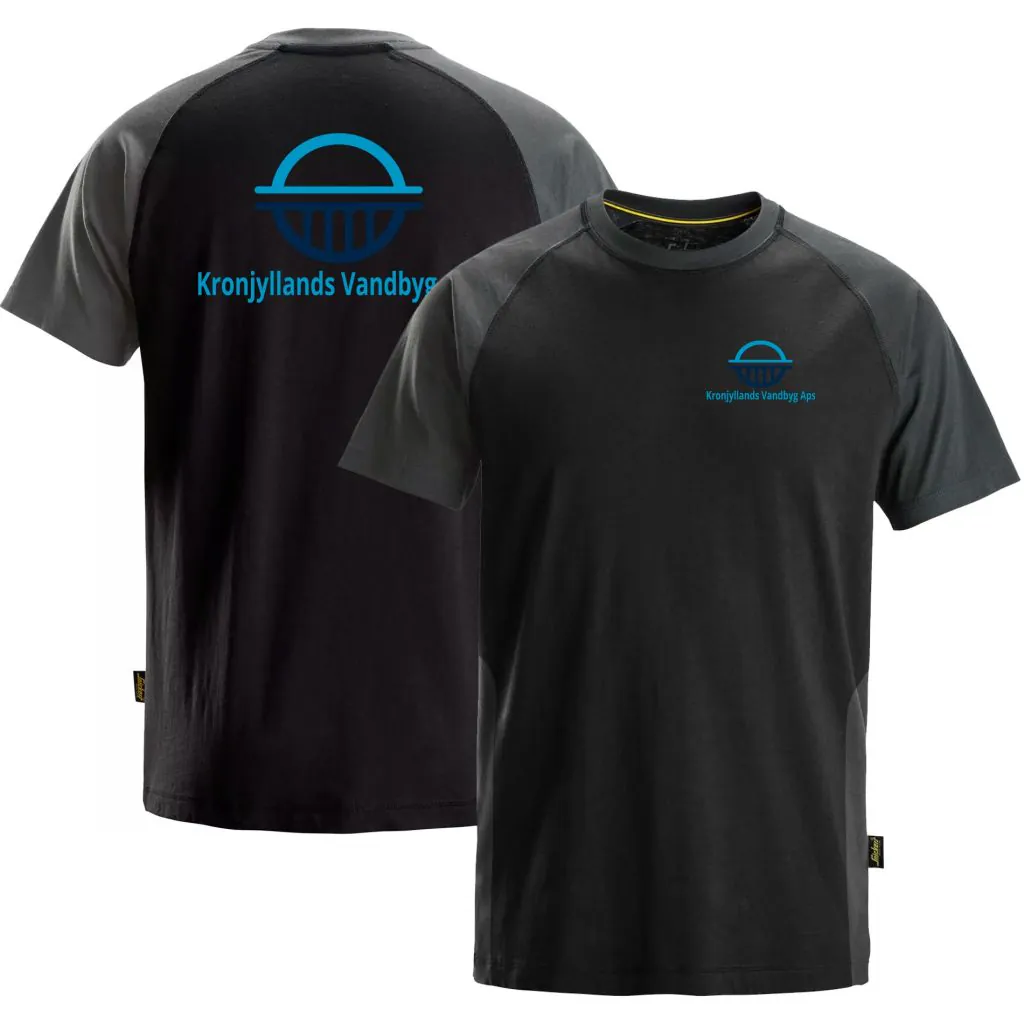 Kronjyllands Vandbyg T-shirts i Sort ( Incl. Lille logo på V/Bryst og Stort logo på Ryg )