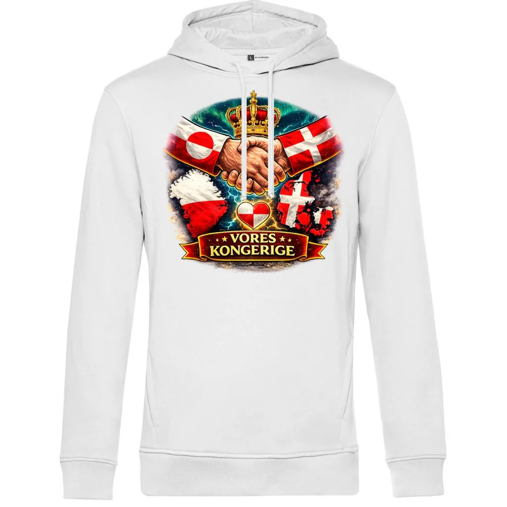 Vores Kongerige - Grønland og Danmark Hoodie - Hættetrøje ( Incl. stort print på bryst )