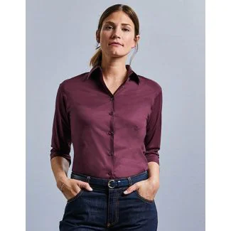 Russell Collection Z946F, Skjorter Ladies´ 3/4 Sleeve Fitted Stretch Shirt