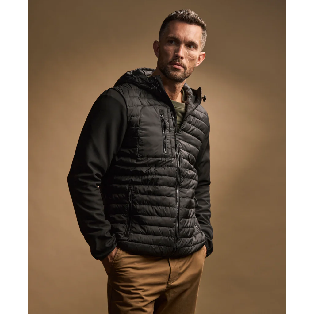 Tee Jays 9628 Herre quiltet jakke med hætte, Jakke Hooded Crossover