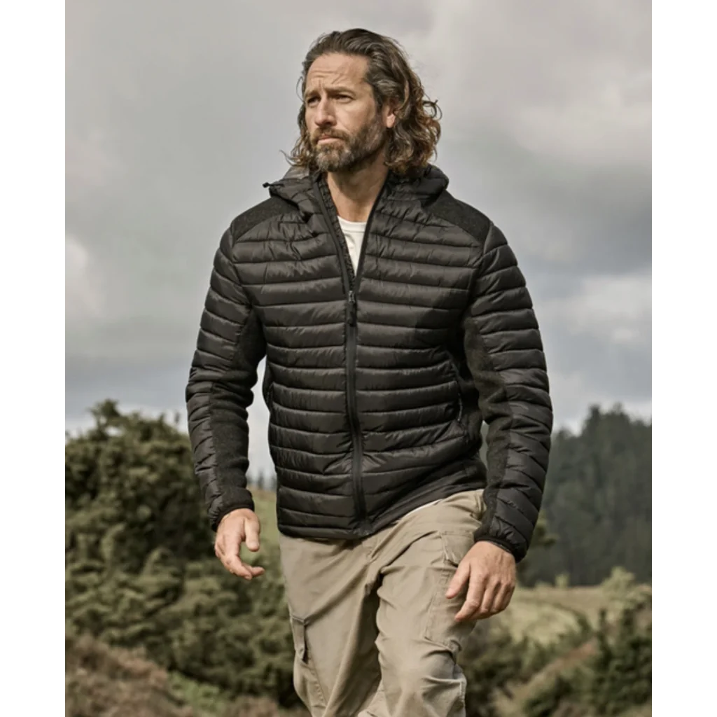 Tee Jays 9610 Herre Quiltet jakker med hætte, Hooded Outdoor Crossover / Quiltet jakker for mænd